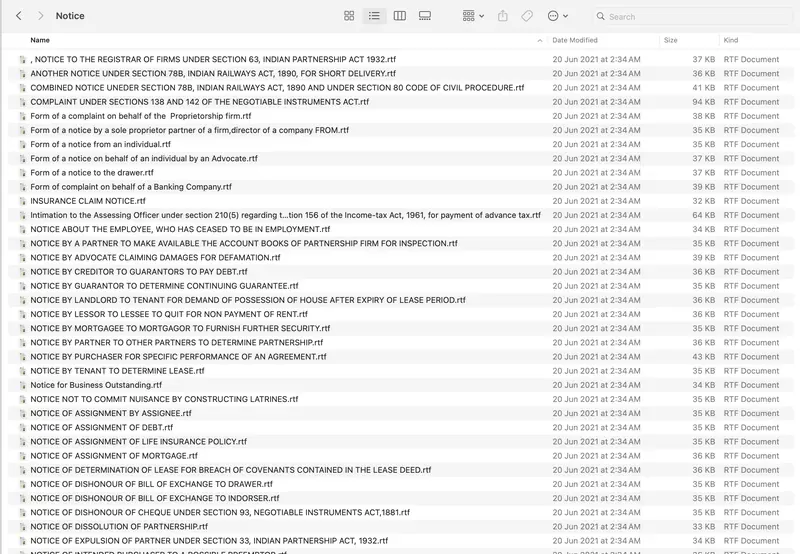 Notice Drafts folder — actual files